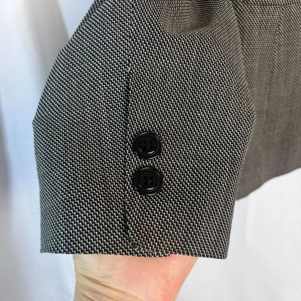 Dressbarn Black Subtle Pattern Wool Blend Lightweight Suit Blazer Jacket Size 16 - Picture 5 of 10